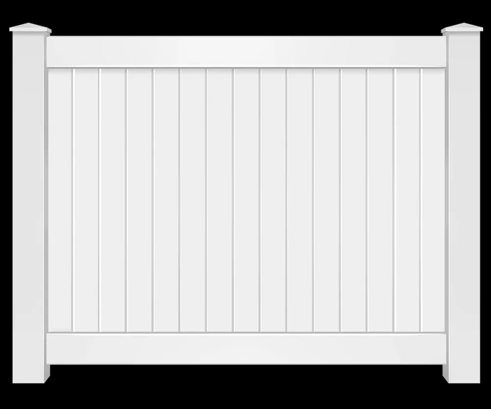 White vinyl privacy fence panel installed in Greenville SC by Stateside Fence and Deck