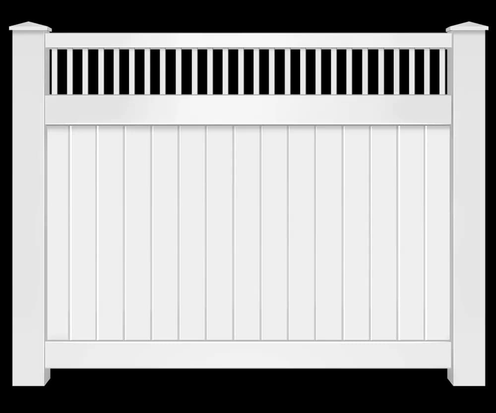 Spindle Top Vinyl Fence vinyl fence style installed in Greenville and Spartanburg SC by Stateside Fence and Deck