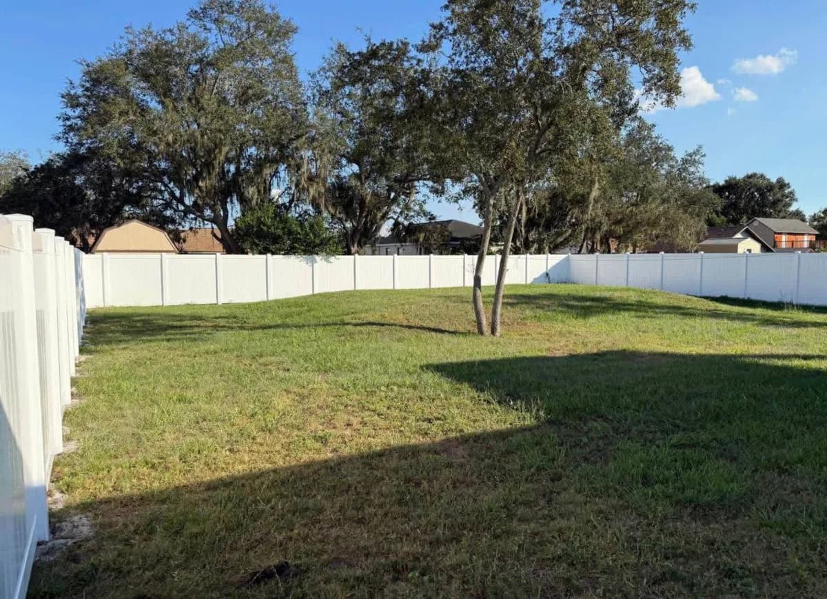 Vinyl Privacy Fence Install completed in Fountain Inn, SC by Stateside Fence and Deck