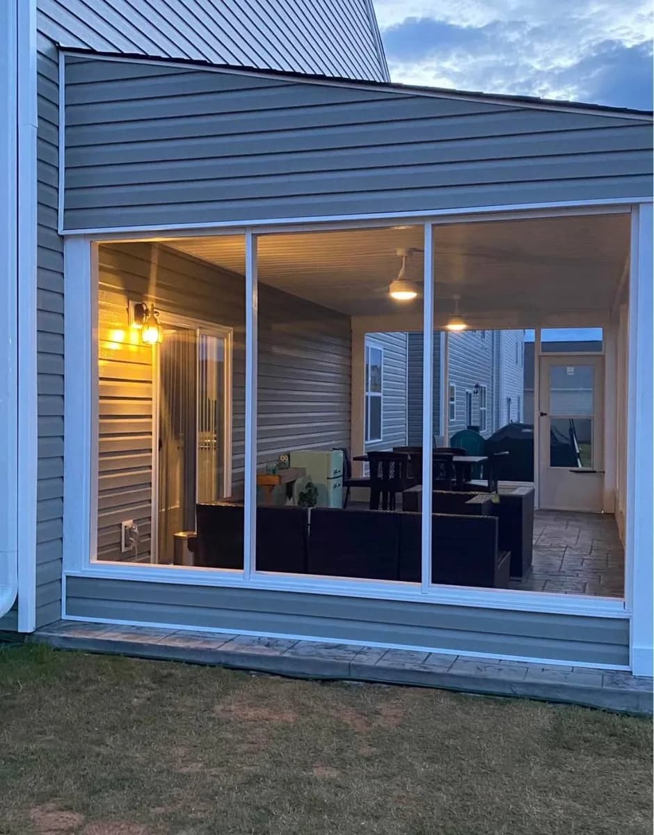 Warm-Lit Screened Porch completed in Piedmont, SC by Stateside Fence and Deck