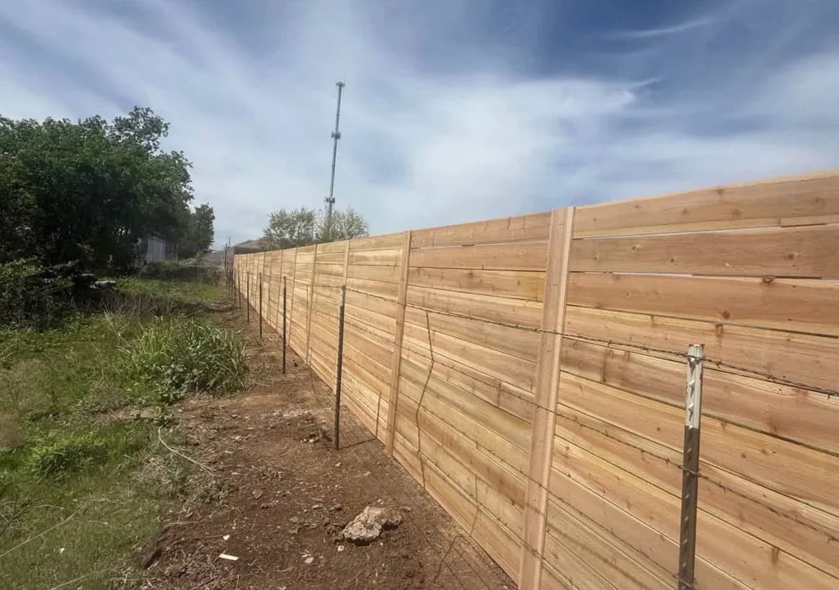Tall Horizontal Cedar Fence completed in Woodruff, SC by Stateside Fence and Deck
